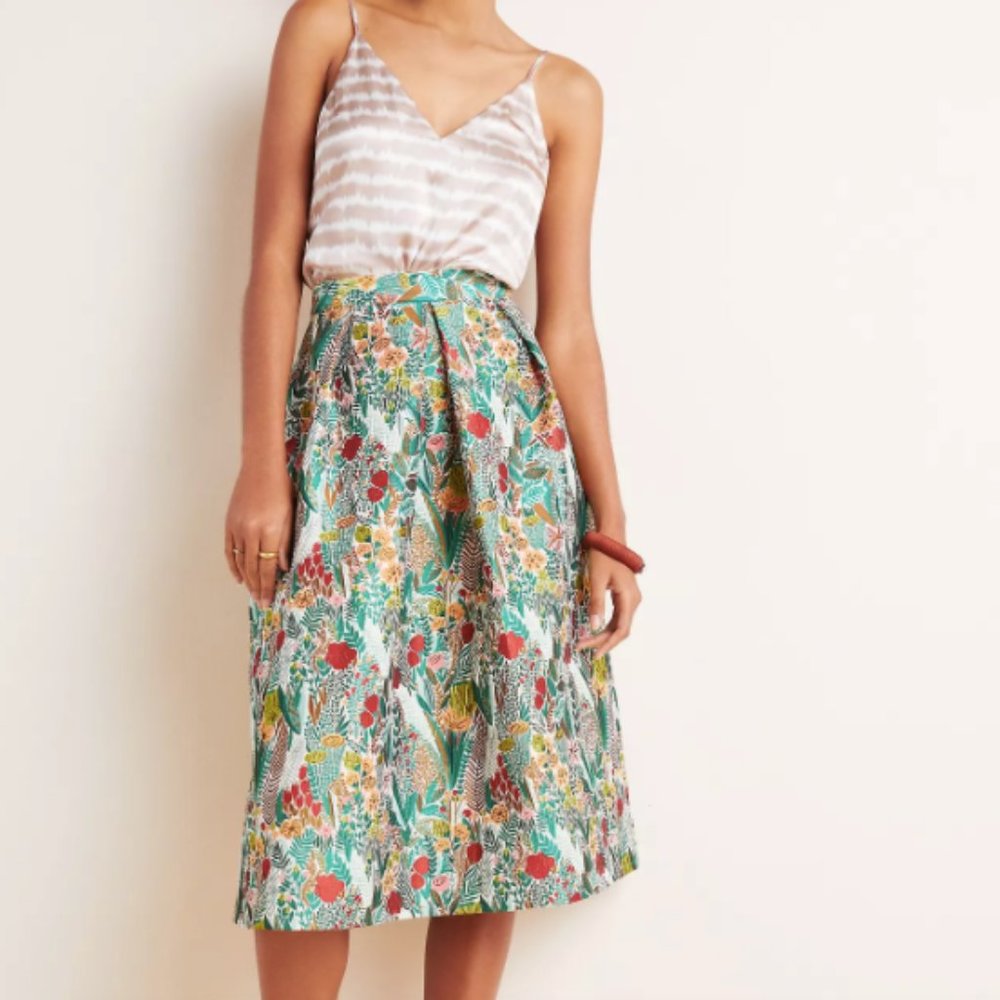 NWT Anthropologie LUCIA JACQUARD MIDI SKIRT Floral